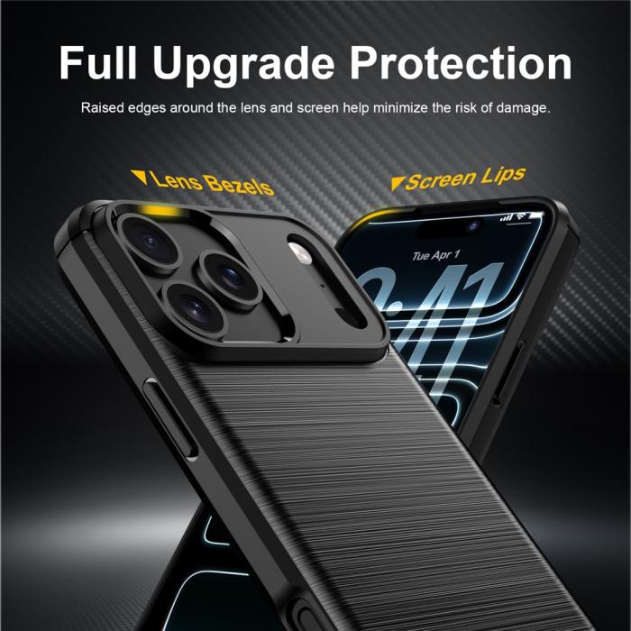 Bild 3,  iPhone 18 Pro / 17 Pro Skal TPU Kolfiber Textur Svart