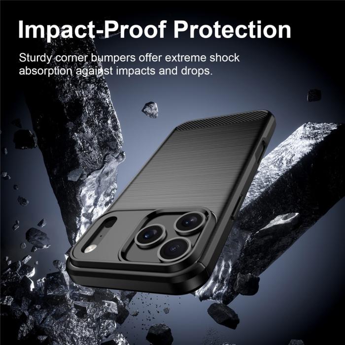 Bild 4,  iPhone 18 Pro / 17 Pro Skal TPU Kolfiber Textur Svart