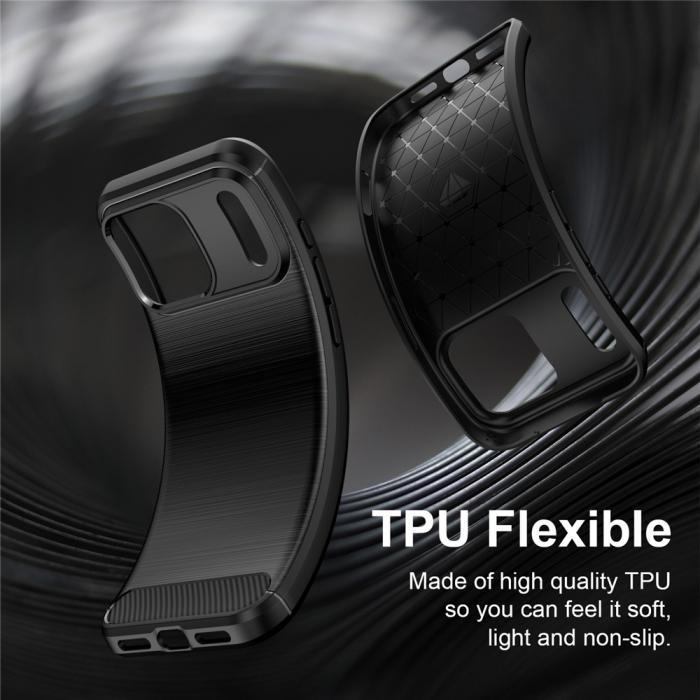 Bild 5,  iPhone 18 Pro / 17 Pro Skal TPU Kolfiber Textur Svart