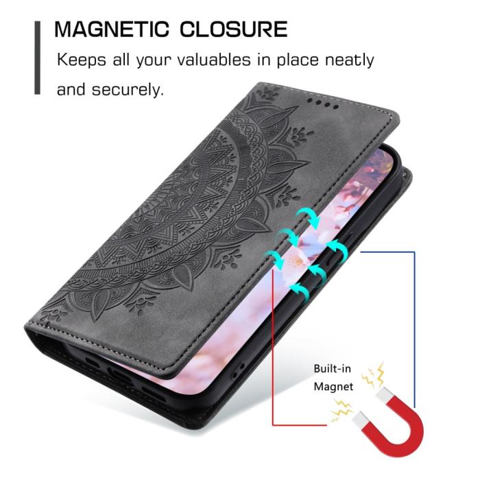 Bild 5,  Xiaomi 14 Fodral Mandala Flip Läder Grå