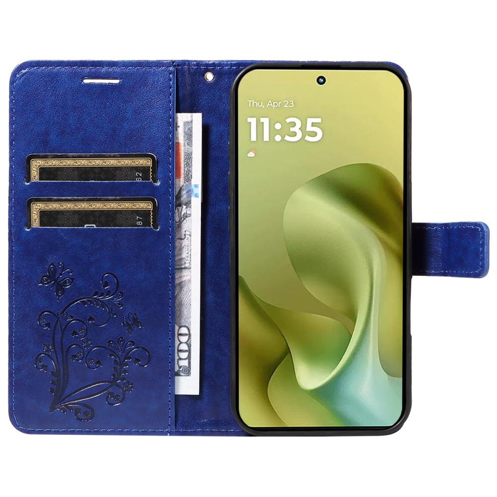  Motorola Moto G86 Power/G86 5G Fodral Fjäril Tryck Blå