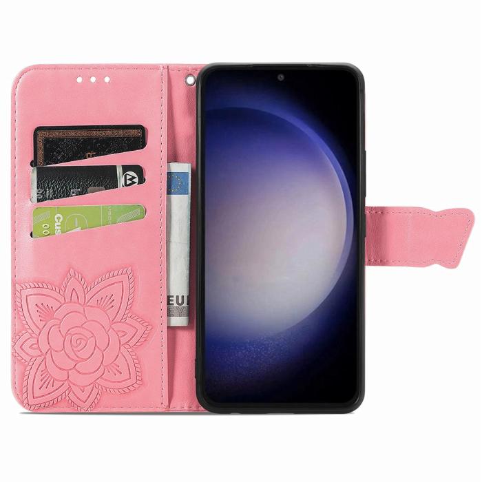Bild 2,  Samsung Galaxy S23 FE Fodral Fjäril Tryck Rosa