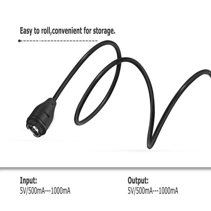 Bild 2,  USB Laddningskabel 1m Garmin Smartwatch Svart