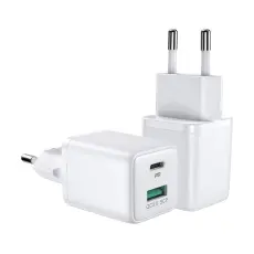JOYROOM Joyroom 30W PD QC USB-C / USB-A V&auml;ggladdare Vit