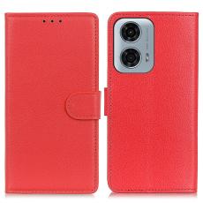  Motorola Moto G04 4G/G24 4G Litchi L&auml;der Fodral R&ouml;d