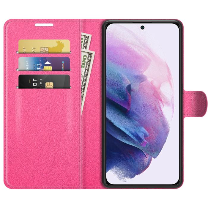 Bild 4,  Samsung Galaxy S22 Plus Fodral Litchi Textur Rosa