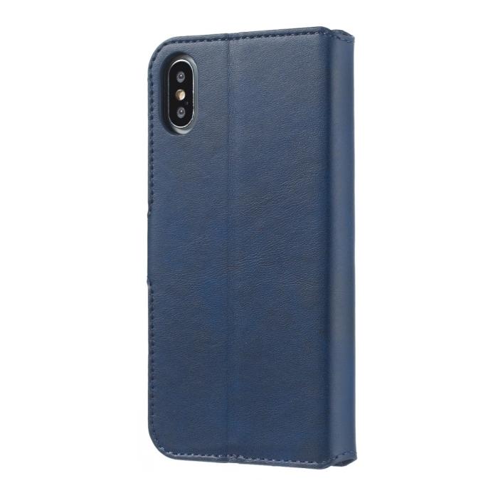 Bild 4,  iPhone X/Xs - Solid Läder Fodral - Blå