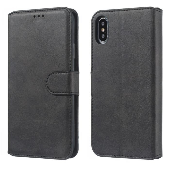 Bild 3,  iPhone X/Xs - Solid Läder Fodral - Svart