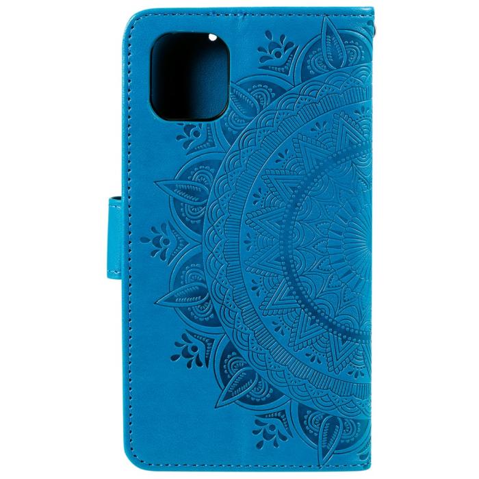 Bild 3,  iPhone 13 - Tryckt Mandala Läder Fodral - Blå