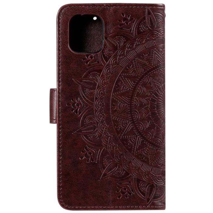 Bild 3,  iPhone 13 - Tryckt Mandala Läder Fodral - Brun