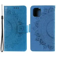  iPhone 13 - Tryckt Mandala L&auml;der Fodral - Bl&aring;