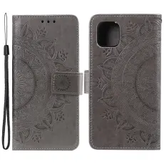  iPhone 13 - Tryckt Mandala L&auml;der Fodral - Gr&aring;