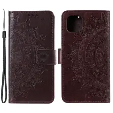  iPhone 13 - Tryckt Mandala L&auml;der Fodral - Brun