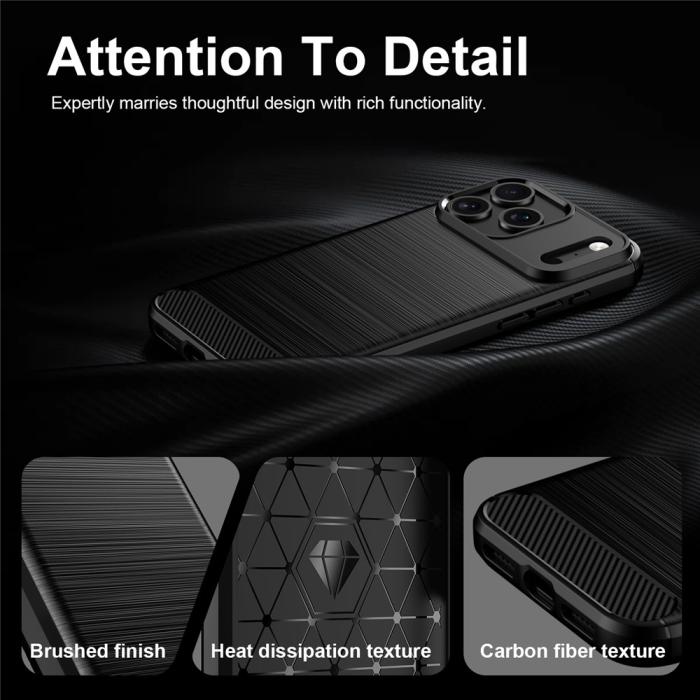 Bild 6,  iPhone 18 Pro / 17 Pro Skal TPU Kolfiber Textur Svart