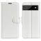  Google Pixel 6A Fodral Litchi Läder Vit