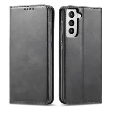  Samsung Galaxy S21 FE Fodral Flip L&auml;der Svart