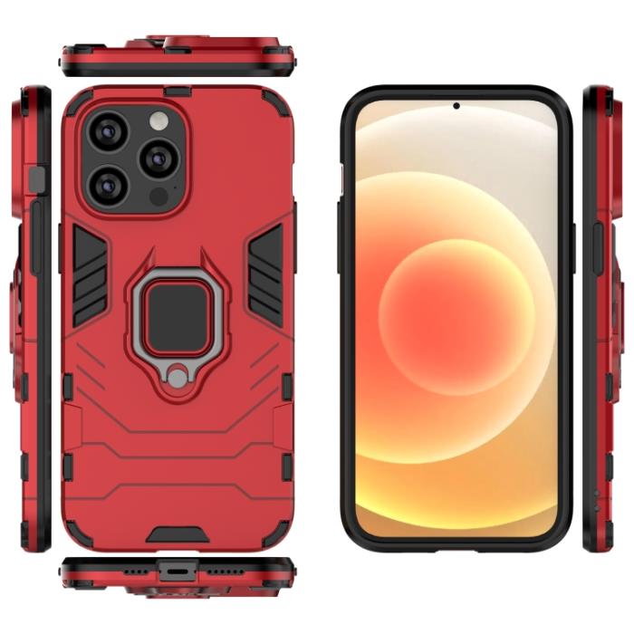 Bild 4,  iPhone 14 Pro Skal Hybrid Ring Röd