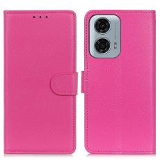  Motorola Moto G04 4G/G24 4G Litchi L&auml;der Fodral Rosa