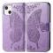  iPhone 13 - Butterfly Print Läder Fodral - Lila