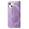  iPhone 13 - Butterfly Print Läder Fodral - Lila