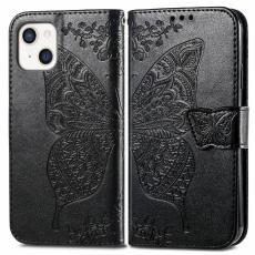  iPhone 13 - Butterfly Print L&auml;der Fodral - Svart