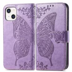  iPhone 13 - Butterfly Print L&auml;der Fodral - Lila