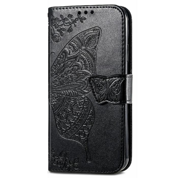 Bild 3,  iPhone 13 - Butterfly Print Läder Fodral - Svart