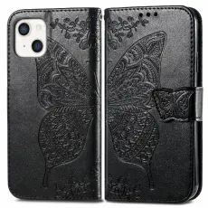  iPhone 13 - Butterfly Print L&auml;der Fodral - Svart
