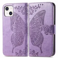  iPhone 13 - Butterfly Print L&auml;der Fodral - Lila