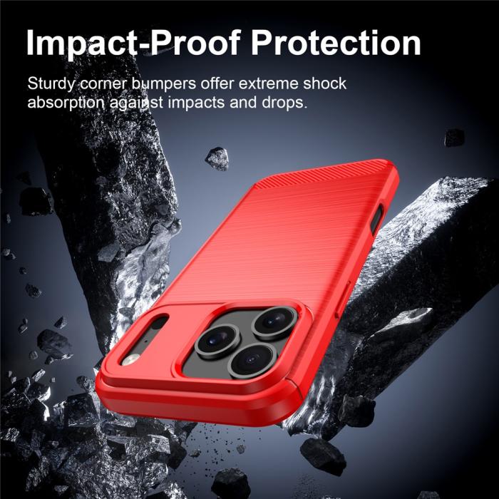 Bild 4,  iPhone 18 Pro / 17 Pro Skal TPU Kolfiber Textur Röd