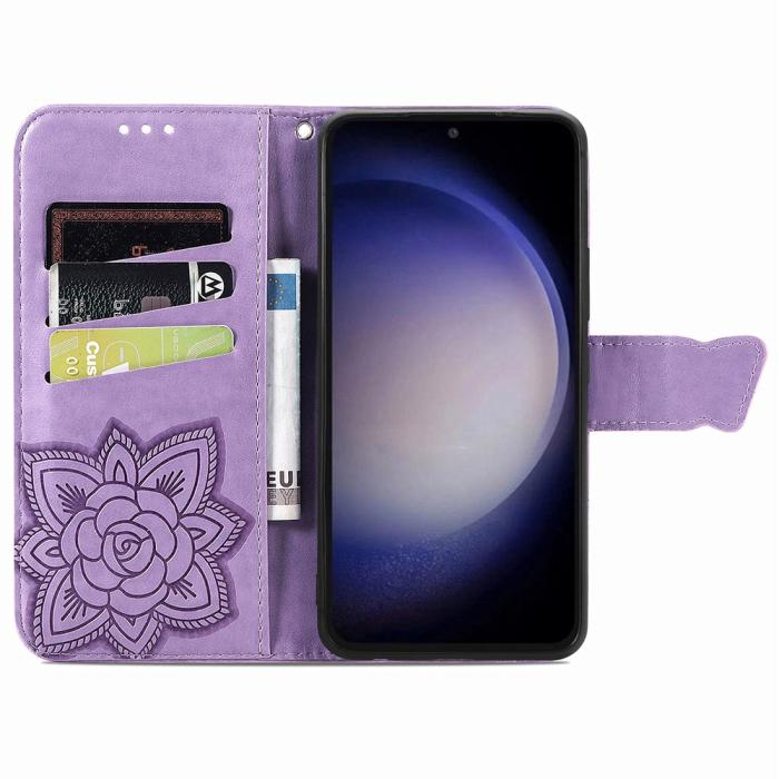 Bild 2,  Samsung Galaxy S23 FE Fodral Fjäril Tryck Ljus Lila