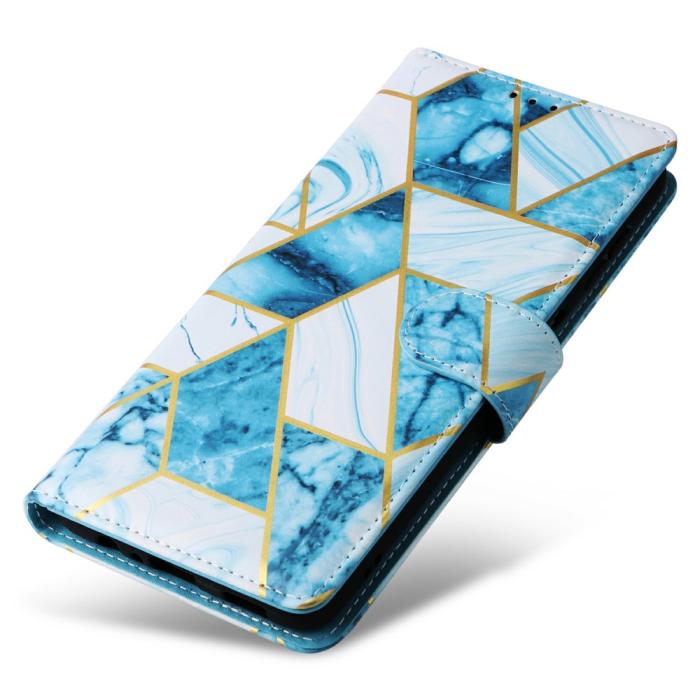 Bild 5,  Samsung Galaxy S25 Fodral Läder Marmor Blå