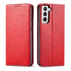  Samsung Galaxy S21 FE Fodral Flip L&auml;der R&ouml;d
