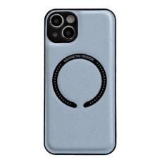  iPhone 14 Skal Litchi Textur MagSafe Sierra Bl&aring;