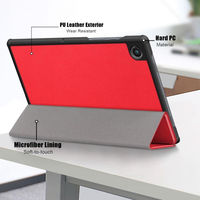 Bild 6,  Samsung Galaxy Tab A8 10.5 (2021) Fodral Premium Tri-Fold Röd