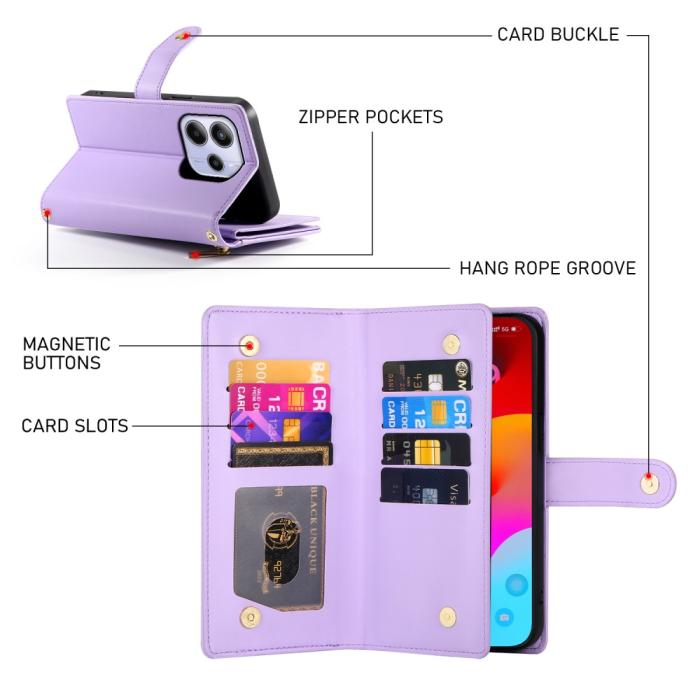 Bild 3,  Xiaomi Redmi Note 14 4G Fodral Multifunktionell Lila