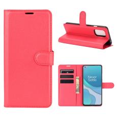  OnePlus 8T / 8T+ - Litchi L&auml;der Fodral - R&ouml;d
