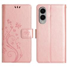  Samsung Galaxy S25 Edge Fodral Med Blommigt Tryck Ros&eacute;guld