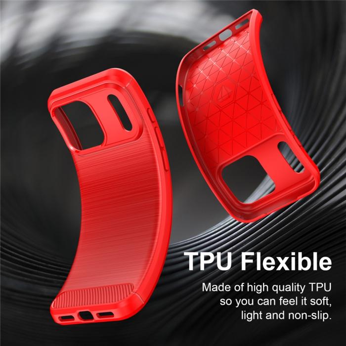 Bild 5,  iPhone 18 Pro / 17 Pro Skal TPU Kolfiber Textur Röd