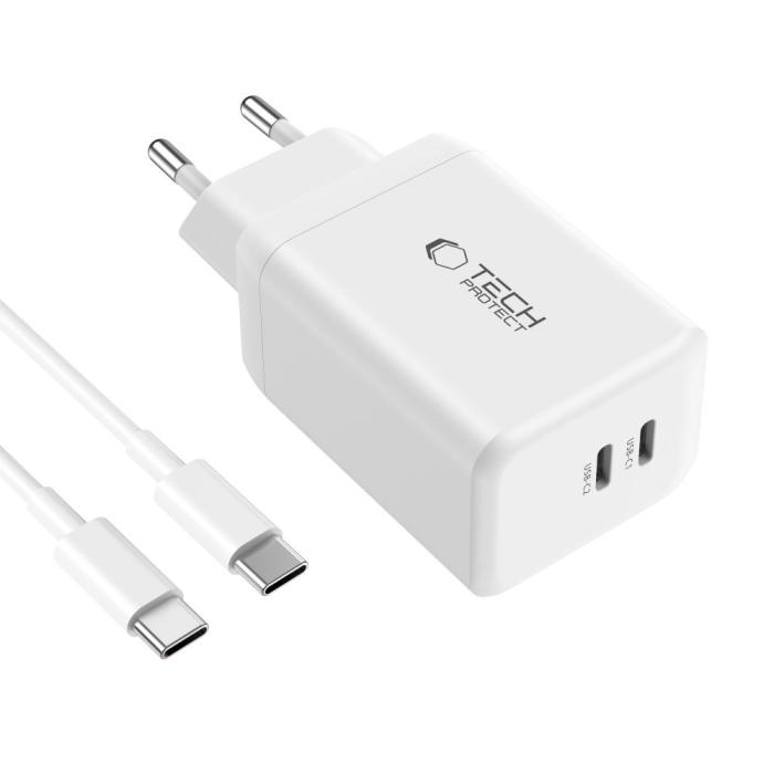 Bild 3, Tech-Protect Tech-Protect 45W Väggladdare PD Inkl. USB-C Kabel Vit