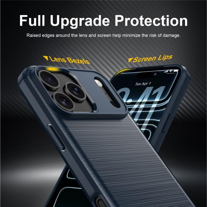 Bild 3,  iPhone 18 Pro / 17 Pro Skal TPU Kolfiber Textur Blå