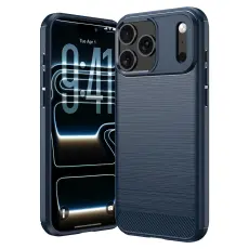  iPhone 18 Pro / 17 Pro Skal TPU Kolfiber Textur Bl&aring;