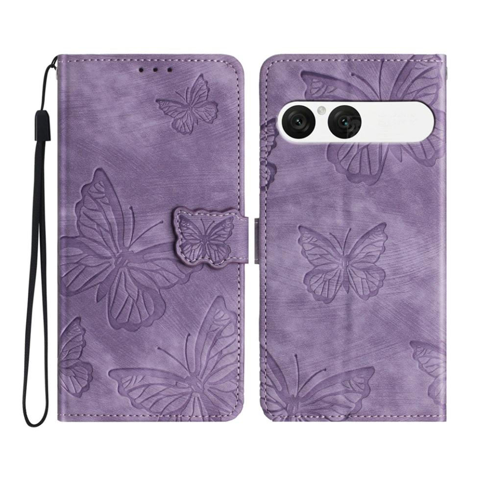  Sony Xperia 10 VII Fodral Fjäril Tryck Lila