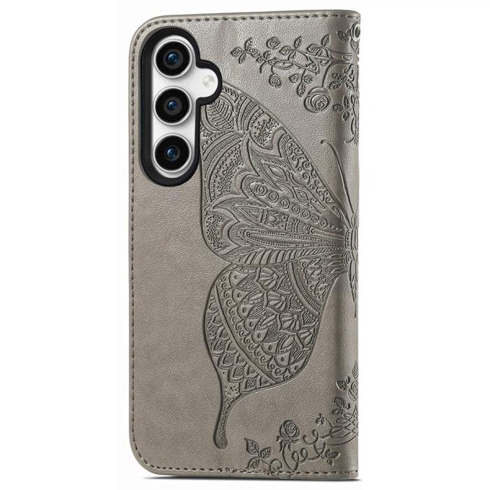 Bild 4,  Samsung Galaxy S23 FE Fodral Fjäril Tryck Grå