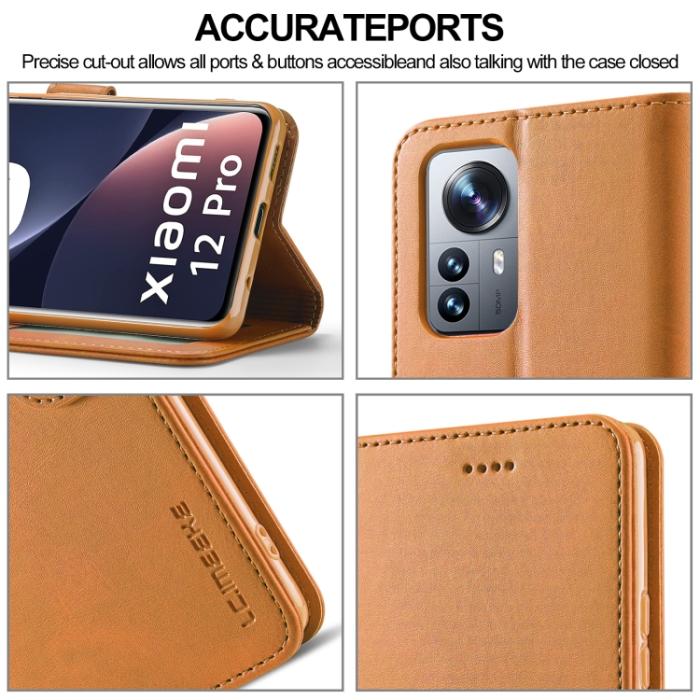 Bild 5, LC.IMEEKE LC.IMEEKE Xiaomi 12 Pro Fodral Läder Brun