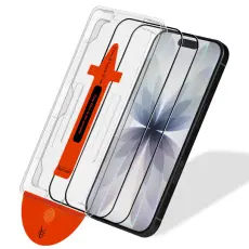  [2-PACK] iPhone 16 Plus/15 Plus Sk&auml;rmskydd I H&auml;rdat Glas - Med Monteringsram