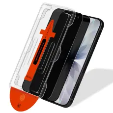  [2-PACK] iPhone 13 Mini Privacy Sk&auml;rmskydd I H&auml;rdat Glas - Med Monteringsram