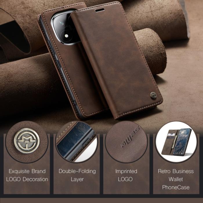 Bild 5, CASEME CASEME Redmi Note 14 Pro/Pro Plus 5G Fodral Flip Retro Läder