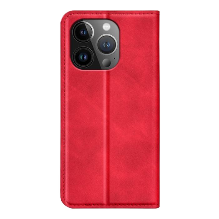 Bild 3,  iPhone 15 Pro Fodral Flip Retro Läder Röd