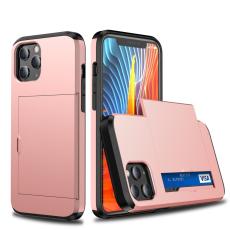  iPhone 12 / 12 Pro - Hybrid Skal Med Kortfack - Ros&eacute;guld